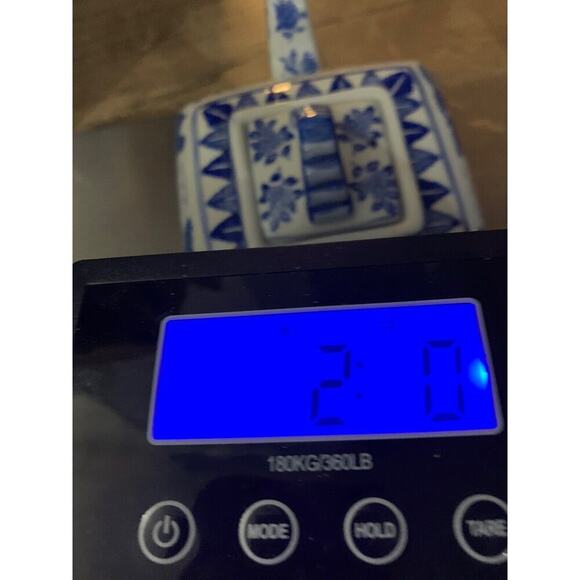 Andrea Sadek Blue White Teapot Vintage Porcelain Square Tea Pot Home Decor Gift - Picture 10 of 10